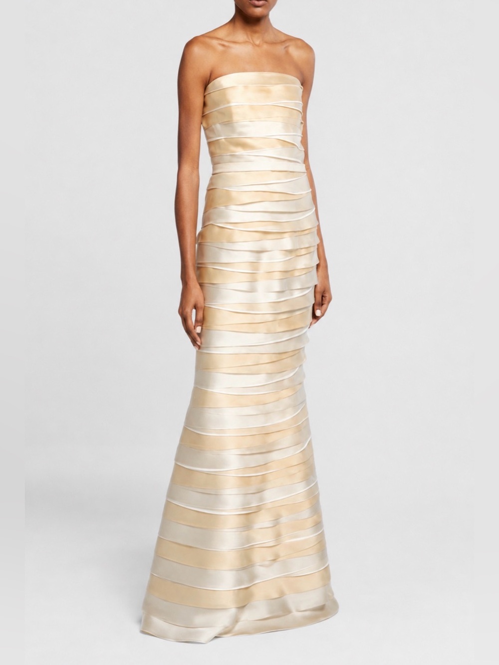 Roland Nivelais, Two-Tone Tiered Silk Strapless Gown